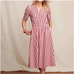 Matilda Jane McIntosh Red Pink Striped Knit Dress Midi Cotton Blend NWT M
